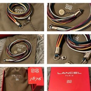 LANCEL Paris 1876 leather wrap bracelet w/ duster bag and original gift box